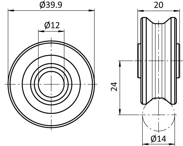 Roller for Shafts Ø 14